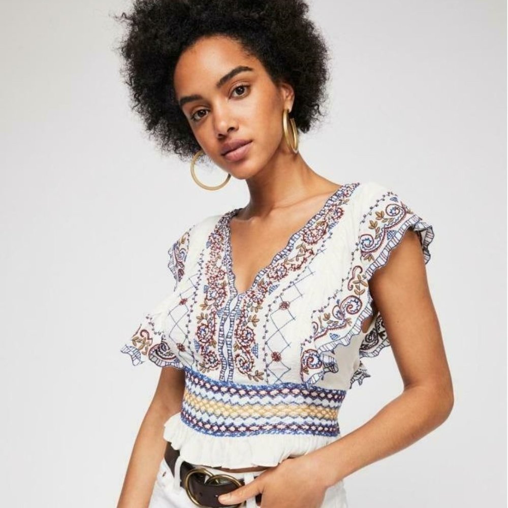 NWT! Free People Beaded Holland Park Top - Picture 3 of 5